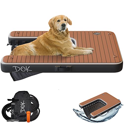 DOK Dog-DOK Inflatable Dock Platform: Safe & Easy Water Access for Dogs Up to 250 lbs; Floating Non-Slip EVA Foam with Dog Boat Ramp for Pool, Dock, & Lake | Military Grade & High Visibility