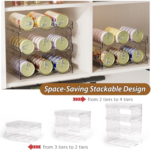 Flenpptly Cat Food Can Organizer, 2-Tier Cat Food Organizer, Transparent Can Organizer for Pantry, Canned Food Organizer Holds 30 (3oz) Cans, Pantry Can Organizer (2-Tier)