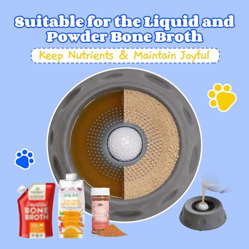 Dog Lick Bowl with Ball, Slow Feeder Lick Ball Bowl for Dogs, Dog Licking Bowl with Rolling Ball, Slow Feeder Ball Bowl to Slow Pet Eating, Rolling Ball Dog Bowl Give Pet More Time to Enjoy Eating