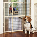 MYPET Wire Mesh Dog Gate: 29.5"-40" Wide, Pressure Mounted with No Tools; Expandable, Durable Pet Gates for Doors and Hallways, 37" Tall, Made with Sustainable Hardwood