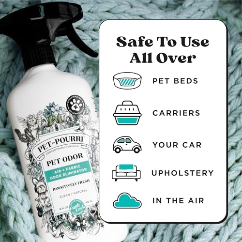 Pet-Pourri Pawsitively Fresh Pet Odor Deodorizer Spray, 16 Fl Oz, Up to 800 Uses, Air + Fabric Odor Remover with Essential Oils & Plant Based Ingredients, Vet Recommended, Pineapple, Jasmine & Pear