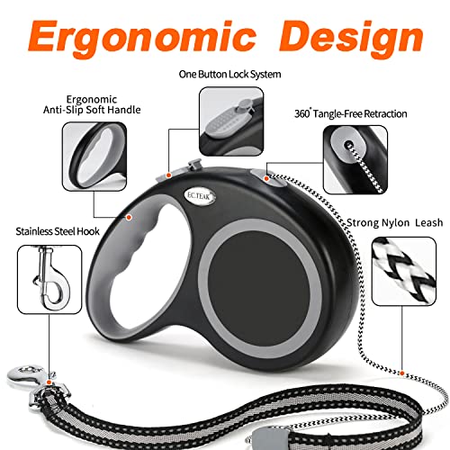 Retractable Dog Leash, 30 FT Dog Walking Leash for Small Medium Large Dogs up to 110 lbs, Heavy Duty No Tangle, Black