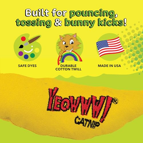 Yeowww! Catnip Chi-CAT-a Banana Toy for Cats - 7 Inches - Durable Cotton Twill - Made in the USA - Stuffed with Organically Grown Catnip