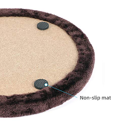 Happi N Pets Large Cat Self Groomer, Arch Grooming Brush with Heavy Wooden Scratching Pad, Rubbing Post & Toy, Cat Face Scratchers Body Massager, Cat Scratchers for Indoor Cats, Brown