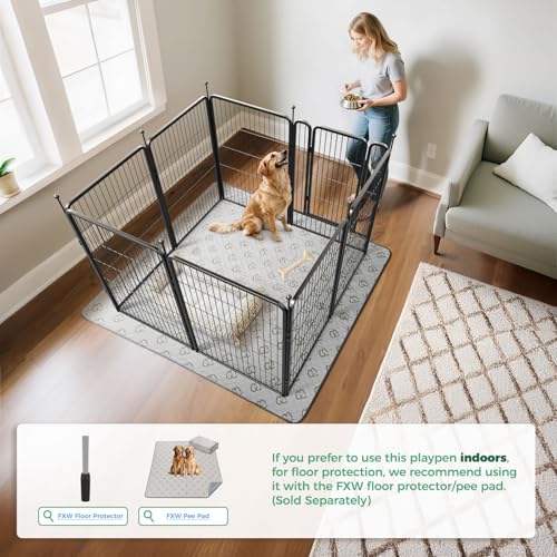 FXW Rollick Unleashed Dog Playpen for Indoor, Yard, RV Camping, 40 inch 8 Panels for Medium and Large Dogs, Black│Patented