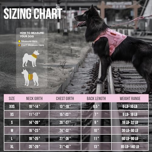 OneTigris Tactical Dog Harness Vest,No-Pull Service Dog Vest with Hook & Loop Panels,Adjustable Dog Vest Harness for Walking Hiking Training(Pink,L)