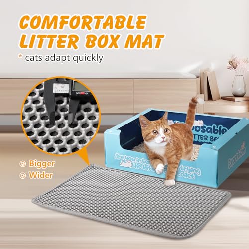 ondware Cat Litter Mat, 30x24 Inch Double Layer Litters Box Mat, Waterproof Cat Mat for Litter Box(Gray)