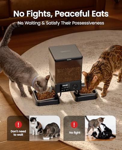 oneisall Automatic Cat Feeder with 5G WiFi, Automatic Cat Food Dispenser for 2 Cats Small Pets, 20 Cups/5L Timed Dry Food Dispenser with App Control