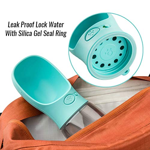 DEYACE Dog Water Bottle, Leak Proof Portable Pet Water Bottles for Dogs, Puppy Water Dispenser with Drinking Feeder for Travel (Teal 12oz)
