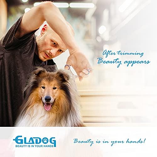 GLADOG Professional 5 in 1 Dog Grooming Scissors Set with Safety Round Tips, Sharp and Heavy-duty Pet Grooming Shears for Cats