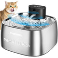 Pumpless Cat Water Fountain Stainless Steel, Automatic Cordless Cats and Dogs Water Dispenser 108oz/3.2L, Pawtners Battery Operated Pet Fountain with Smart Indicator &150° Motion Sensor