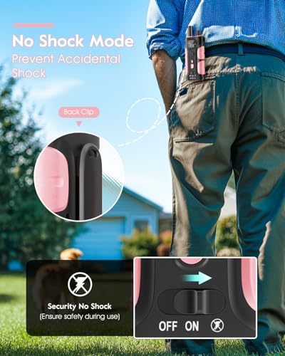 SLOPEHILL Dog Shock Collar - 4200FT Dog Training Collar with Remote,IPX8 Waterproof E-Collar with Beep,Vibration,Shock,Flash Light,No Shock Mode,Shock Collar for Small Medium Large Dog 8-140lbs,Pink