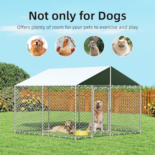 Docagt 7.8'x7.8' Large Outdoor Dog Kennel, Heavy Duty Dog Enclosure with Roof, Weather Resistant Cover and Security Lock(93"x93")