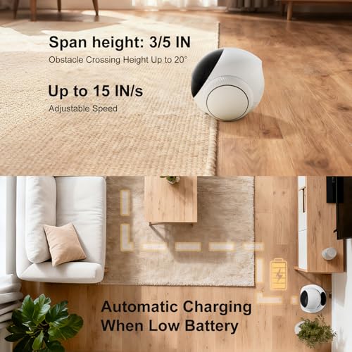 XZI Movable Indoor Robot Camera, Family Bot Security for Cat/Dog/Pet/Elderly, Robot Camera on Wheels with Auto-Recharge, 2-Way Talk, Night Vision, Motion Detection, Phone App