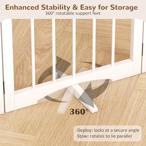 Cideny Free Standing Dog Gate Indoor, Foldable Dog Gate for Doorways Stairs Hallways, 3-Panel Freestanding Pet Gate with Support Feet for Stability, Folding Puppy Gate Easy to Move, Doggy Gate 54"x24"
