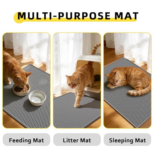 Kaxionage Cat Litter Mat, 30"X24" Large Double Layer Litter Trapping Mat, Waterproof/Urineproof, Easy to Clean Kitty Litter Mats for Floor, Scatter Control (Grey-1Pack)