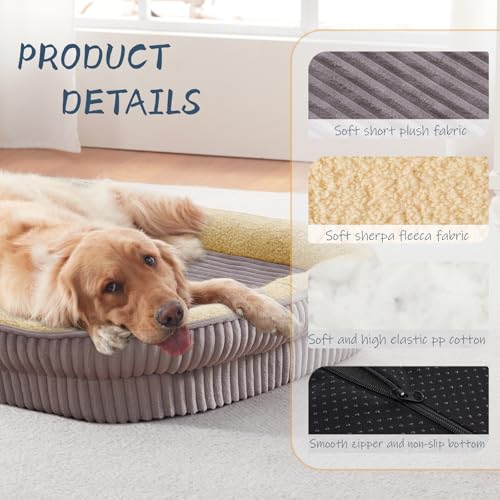 DEBANG HOME Orthopedic Dog Bed for Medium Dogs Breeds, High Density Egg Crate Foam Dog Sofa Beds,Oval Kennel Bed, Pet Couch Bed with Four Sided Bolster, Removable Washable Cover& Non-Slip Bottom