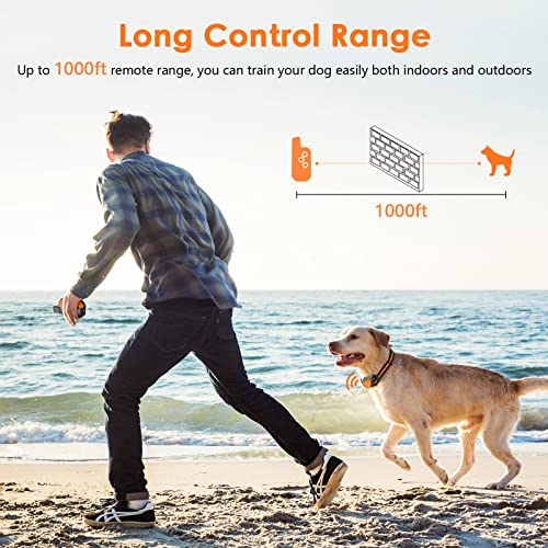 PIOUNS Shock Collar for Dogs, IP67 Waterproof Dog Training Collar with Remote, 3 Training Modes with Beep, Vibration, and Safe Static, Rechargeable for Large Medium
