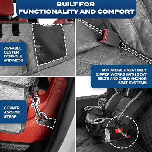 Ruff Liners Standard Back Seat Extender for Dogs, Gray – As Seen on Shark Tank – Hard Bottom Platform for Cars, SUVs & Mid-Size Trucks – 400lb Support, Waterproof – Rigid Back Seat Cover for Dogs
