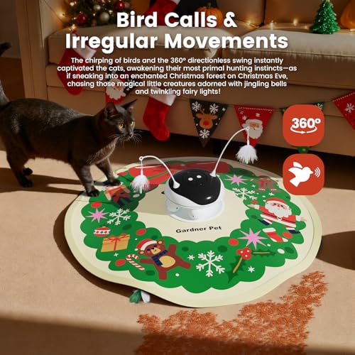 Gardner Pet Interactive 5in1 Cat Toys Chargeable,Moving Feather,Laser Pointer,Track Ball,Hide and Seek,Real Bird Sing,Touch/Sound Activated Cat Kitten Toy Exercise Toys for Indoor Bored Cats, 600mAh