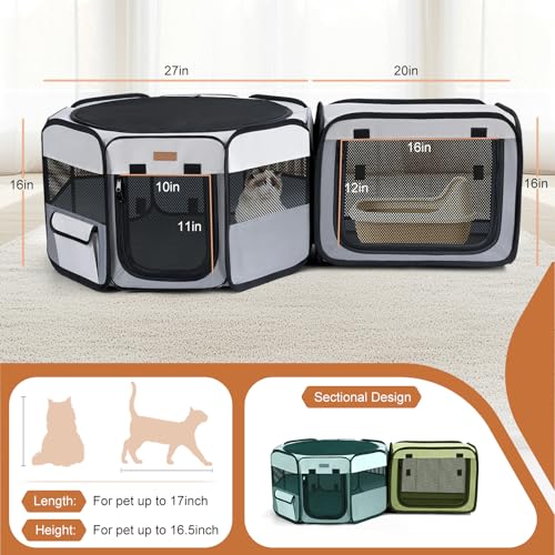 Want to Give Your Kittens & Puppies a Safe, Independent Space? Try Lekereise: 47"×16" Portable Cat Playpen, 2-in-1 Dog Playpen, Independently Usable, with a Carry Bag. Play Freely Anywhere!