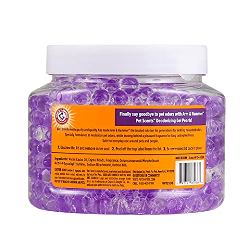 Arm & Hammer for Pets Air Care Pet Scents Deodorizing Gel Beads, Pet Odor Eliminator for Rooms Closets and Small Spaces with Long Lasting Odor Control, Lavender Fields Scent, 12 oz