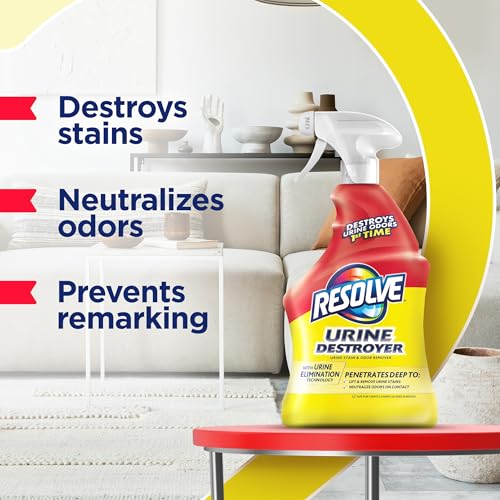 Resolve Urine Destroyer Spray – Pet Stain and Odor Remover, Carpet Cleaner Solution for Cat and Dog Urine, 32 Fl Oz
