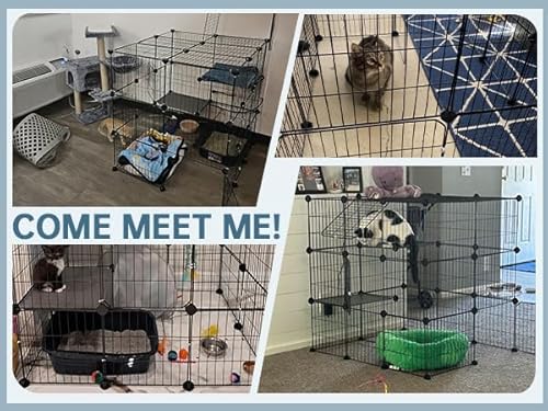 Oneluck 3-Tier Cat Cages Indoor Enclosure DIY Cat Playpen Catio Detachable Metal Wire Kennels Cats Crate Large Extra Exercise Place Ideal for 1 Cat,35.4 Inches