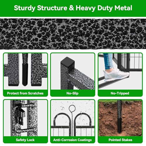 Dog Playpen Outdoor 16 Piece Panels Heavy Duty Dog Fence 40" Height Anti-Rust with Doors Portable for RV Camping Yard, Total 36FT, 102 Sq.ft, Snowy Black