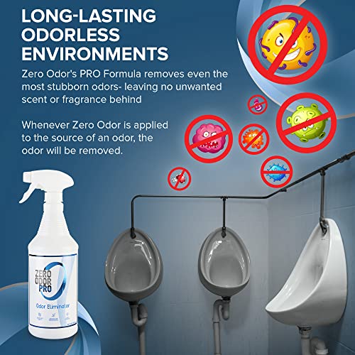 Zero Odor Pro Commercial Strength Odor Eliminator, Room Deodorizer and Air Freshener, Trigger Spray, 32 oz, White/Blue