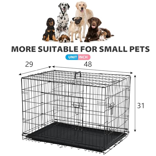 BestPet | Dog Crate | 48" | Black | Foldable Metal Kennel with Double Doors, Secure Slide-Bolt Latches, Leakproof Tray | Portable Dog Cage for Large Breeds | for Travel, Indoor & Outdoor Use
