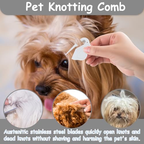 7 Pack Pets Grooming Brush Comb Kit,Double-Side Deshedding Dematting Dog Brush,Undercoat Rake for Dogs & Cats,with Metal Comb,Flea Comb,Open Knot Comb,Fine-Teeth Comb,Tear Stain Remover Comb
