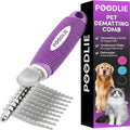 Poodle Dematting Fur Rake Comb Brush for Dogs and Cats - Long 2.5" Steel Safety Blades Metal Comb for Detangling Matted or Knotted Undercoat Hair