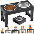 XIAZ Elevated Dog Bowls Large Breed Raised Dogs Bowl Stand Large/Medium Sized Dog Stainless Steel Food Water Bowl Stands 5 Heights Adjustable 9/11/12/14in Black Pet Feeder Dish Station