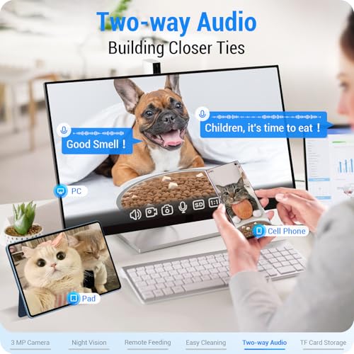 Frienhund Automatic Cat Feeder with 2K Camera: 5G WiFi Automatic Dog Feeder with Night Vision,Cat Food Dispenser with 7L Large Food Storage Container for Multiple Pet,Detachable for Easy Clean -29 Cup