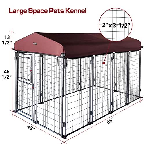 My Pet Companion 8'*4'*5' Dog Kennel Outdoor with Roof Cover for Large Dogs Heavy Duty Dog Fence Welded Wire Catio Retriever Dog Playpen