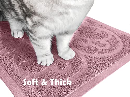 PetLike Cat Litter Box Mat, Thick Kitty Litter Trapping Mat, Durable,Waterproof &Washable with Non-Slip Backing, Soft on Kitty Paws and Easy to Clean, BPA Free