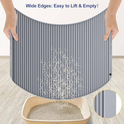 Filmicy Silicone Cat Litter Mat - 31' x 23' Waterproof Large Kitty Mat, Non-Slip, Durable, Easy Clean & Washable Cat Litter Tray Mat for Scatter Control