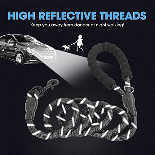 BAAPET 2/4/5/6 FT Dog Leash with Comfortable Padded Handle and Highly Reflective Threads for Small Medium and Large Dogs (4FT-1/2'', Black)