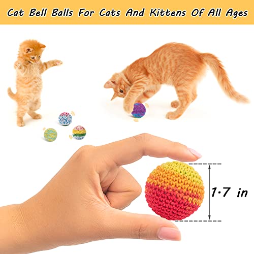 Retro Shaw 6 Pack Cat Toys Balls with Bell Inside, Handmade Crochet Soft Woolen Yarn Interactive Toys for Indoor Kittens Cats, Lightweight Chew Balls for Chase and Bat