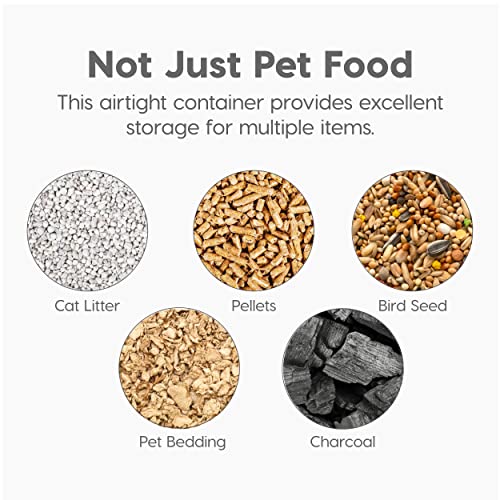 IRIS USA Airtight Dog Food Storage Container, WeatherPro, Up to 25 lbs, Removable Wheels, for Dog Cat Bird and Other Pet Food Storage Bin, Keep Fresh, Translucent Body, Made in USA, Clear/Black