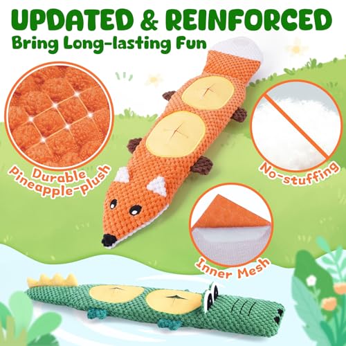 XIUGOAL Dog Toys for Aggressive Chewers, 2 Pack No Stuffing Dog Toys for Boredom and Teething, Squeaky Chew Toy for Small, Medium Breed to Keep Them Busy