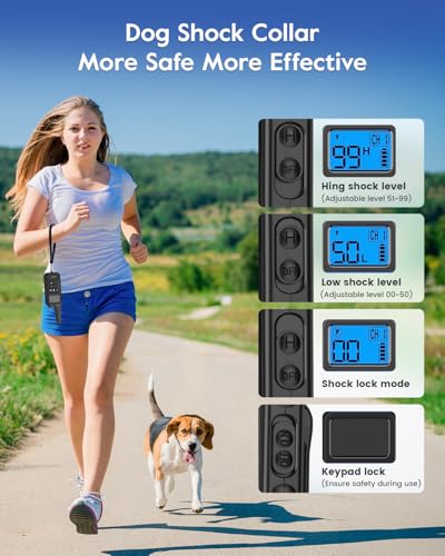 SLOPEHILL Dog Training Collar with Remote, 4200FT Electric Shock Collar,Waterproof E-Collar with Beep, Vibration, Shock, Flash Light and No Shock Mode, Fit for 8-140lbs Small Medium Large Dogs (Green)