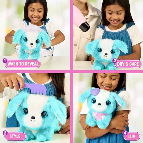SCRUFFALUVS Blue Surprise Pet, Mystery Plush Toys, Stuffed Animals, Wash to Reveal 1 of 3 Rescue Surprise Toy Pets: Puppy, Bunny, or Kitty - Includes 8.7" Deluxe Carrier - Styles May Vary