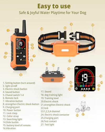 Shock Collar for Dogs 4 Pack (5–150Lbs), 4400FT Waterproof 4 Dog Training Collar with Remote Control 5 Training Modes Rechargeable Electric Dog Collar with Light, E Collars for Small Medium Large Dogs