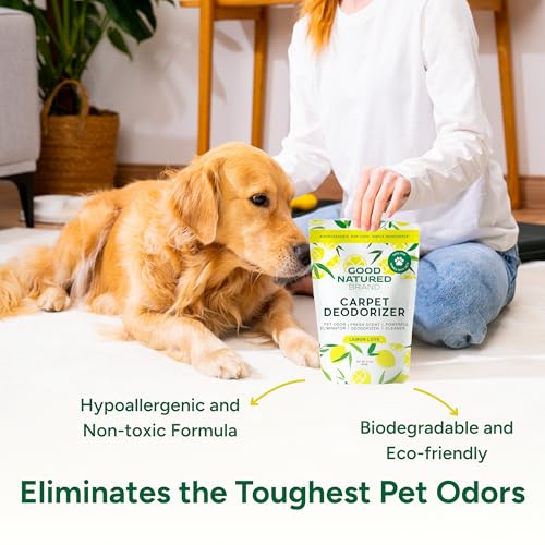 Good Natured Brand | Carpet Deodorizer & Freshener Powder | 31 oz Pet Odor Eliminator for Strong Odor & Pet Urine | Fresh Natural Lemon Scent | Safe for Homes with Pets