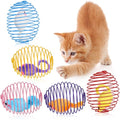 Jecery 5 Pcs Cat Spring Balls Toys Stretchable Rolling Balls Colorful Playful Coils Interactive Action Toy Caged Rats for Kitten Pet Supplies (Mouse,Multicolor)