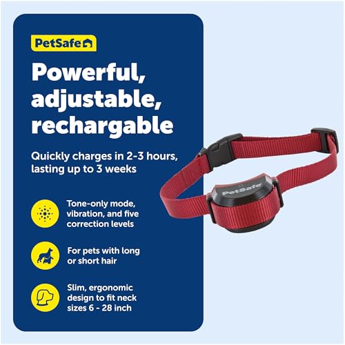PetSafe Stubborn Dog Stay & Play Wireless Pet Fence Receiver Collar, Waterproof, Rechargeable, Tone and Static Correction, PIF00-13672, One Size, from the Parent Company of the Invisible Fence Brand