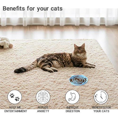 Bifeaw Slow Feeder Cat Bowl, Easy to Clean Silicone Bowl, Ideal for Dry and Wet Food (Green and Blue)