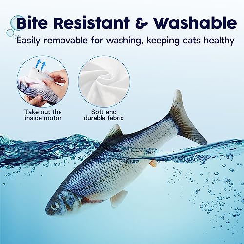 Potaroma Cat Toys Flopping Fish with Catnip, Moving Kitten Kicker, Floppy Wiggle Carp for Small Dogs, Interactive Motion Kitty Exercise, 10.5 Inches